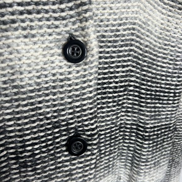 Lucky Brand Sweater Cardigan Black Gray White Lagging Look Wool Blend - Picture 3 of 10